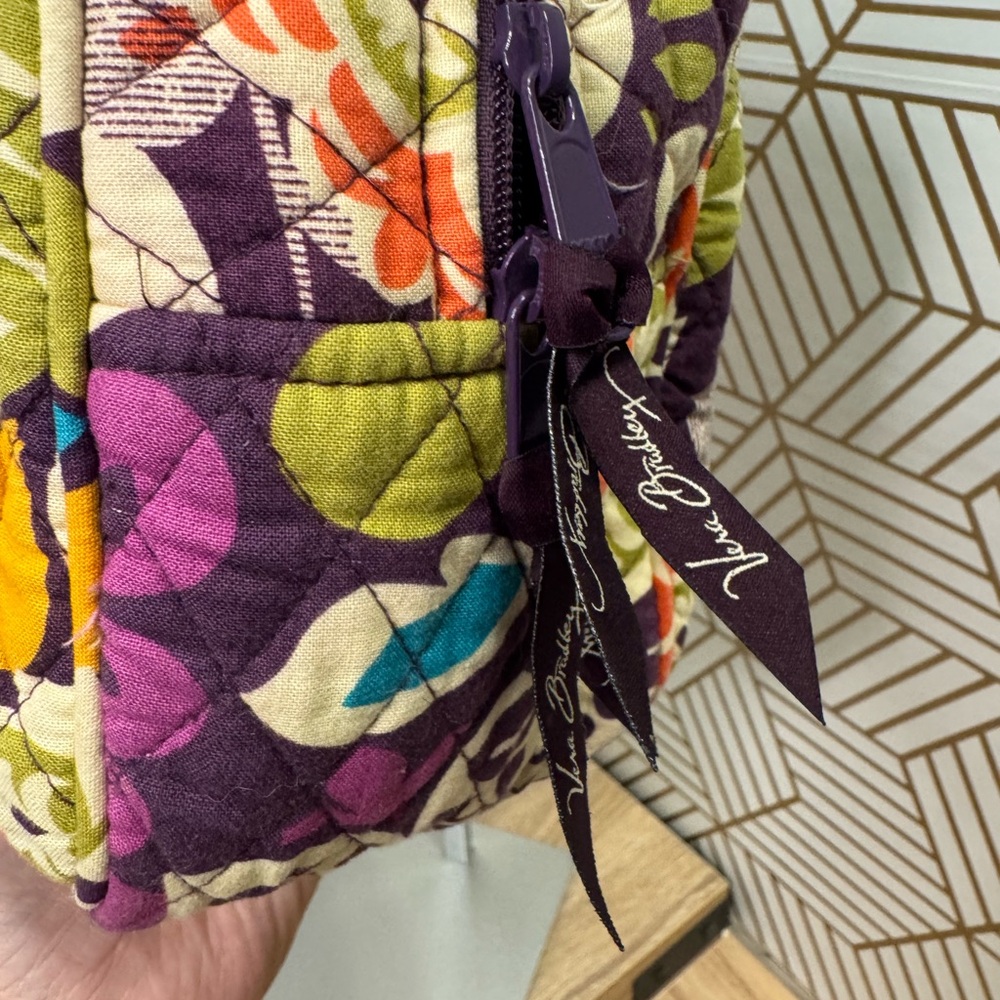 Vera Bradley Quilted Travel Cosmetic Case in Purple, Green, Teal, Yellow, Orange - Picture 2 of 8